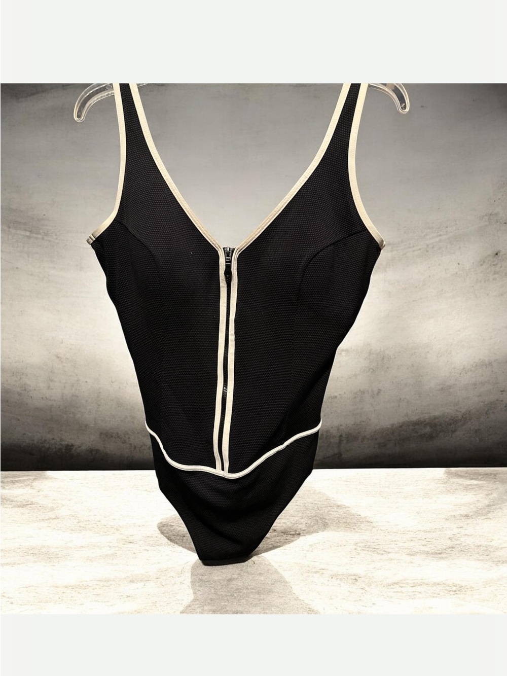 EUC Profile By Gottex Black One-Piece Swimsuit with Cream Trim